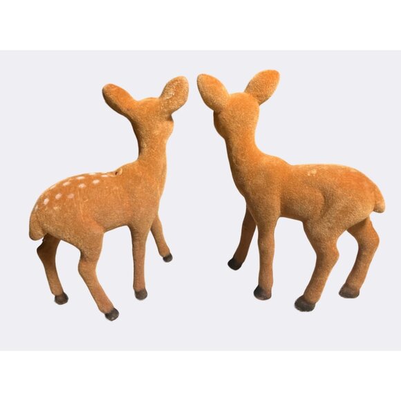 Flocked Deer and Fawn Figurine Set Of 3 Vintage - Picture 9 of 9